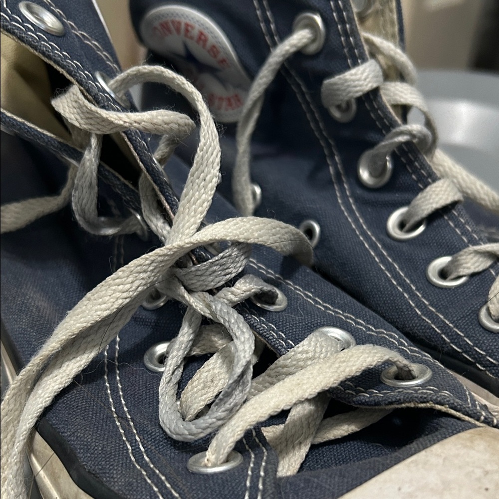 Converse Dark Blue High-Tops with White Accents